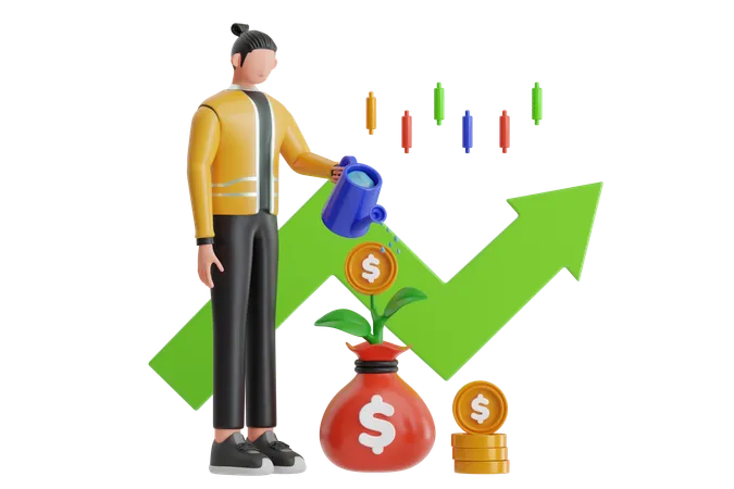 Businessman Investment Saving Fund  3D Illustration