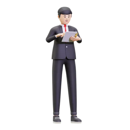 Businessman Is Checking The Report  3D Illustration