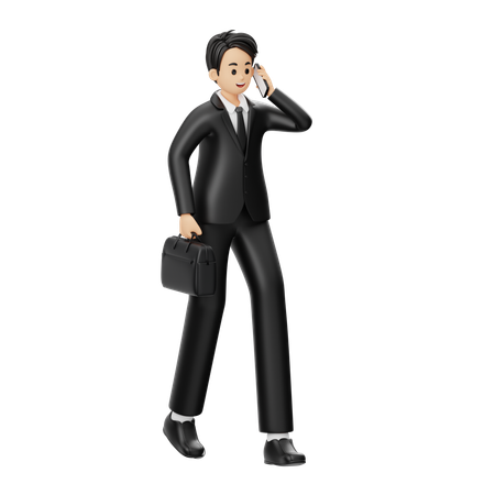 Businessman Is Communicating On Phone  3D Illustration