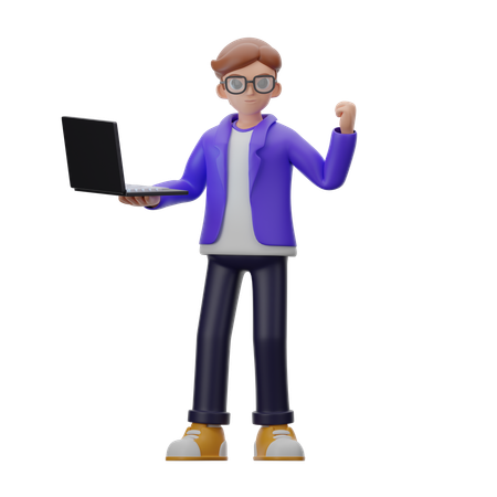 Businessman Is Doing Online Job  3D Icon