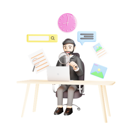 Businessman is finding his lost data  3D Icon