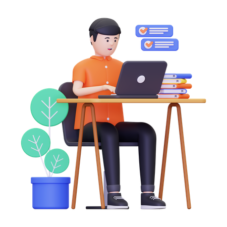 Businessman is finishing his work in the office  3D Icon