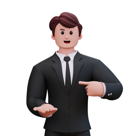 Businessman Is Giving Direction Sign  3D Icon