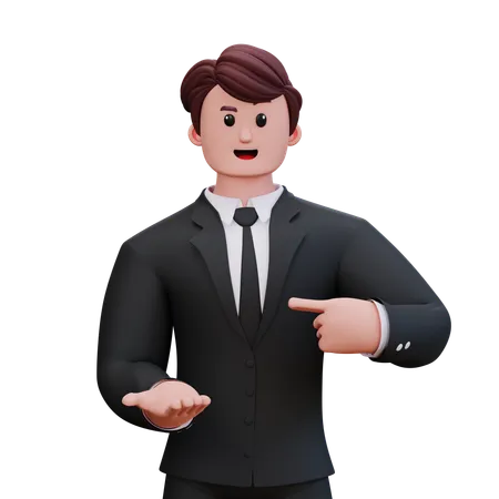 Businessman Is Giving Direction Sign  3D Illustration