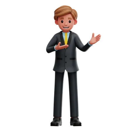 Businessman Is Giving Directions  3D Illustration