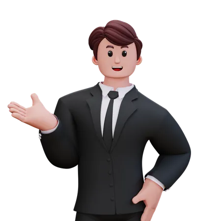 Businessman Is Giving Presentation  3D Illustration