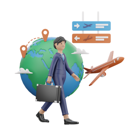 Businessman Is Going On Business Trip  3D Icon