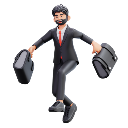 Businessman Is Happy To Go To Work  3D Illustration