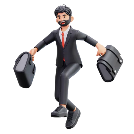 Businessman Is Happy To Go To Work  3D Illustration