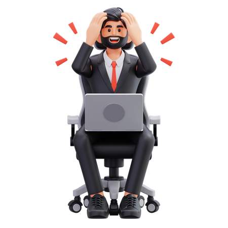 ビジネスマンは仕事に頭を悩ませている  3D Illustration