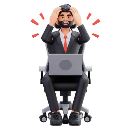 ビジネスマンは仕事に頭を悩ませている  3D Illustration