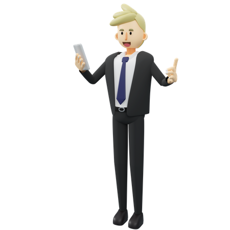 Businessman is holding a smartphone  3D Illustration