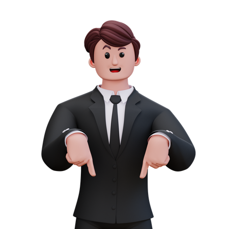 Businessman Is Pointing  3D Illustration