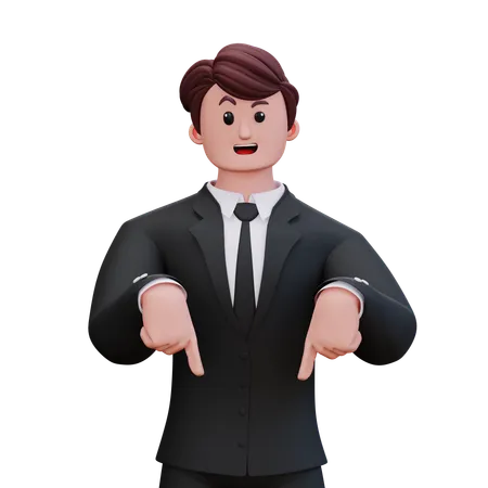Businessman Is Pointing  3D Illustration