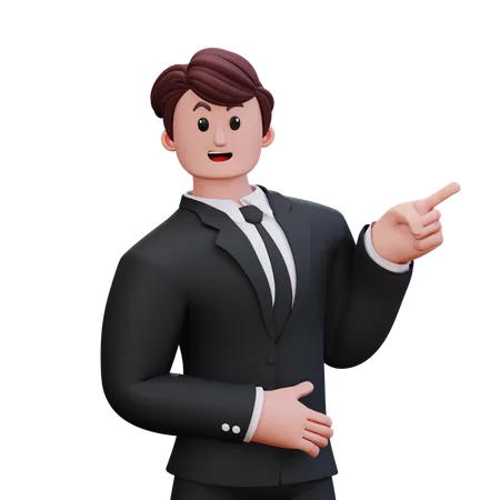 Businessman Is Pointing Towards Direction  3D Illustration