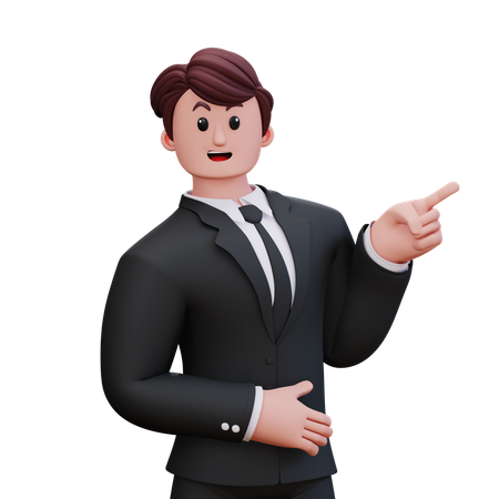 Businessman Is Pointing Towards Direction  3D Illustration