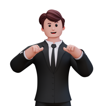 Businessman Is Pointing Towards Himself  3D Illustration
