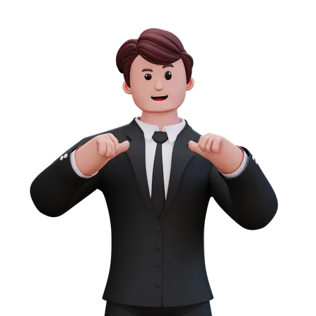 Businessman Is Pointing Towards Himself  3D Illustration