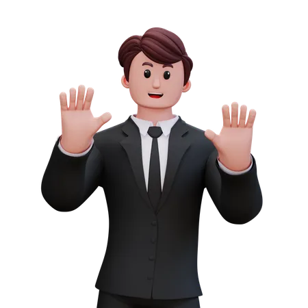 Businessman Is Saying To Stop  3D Illustration