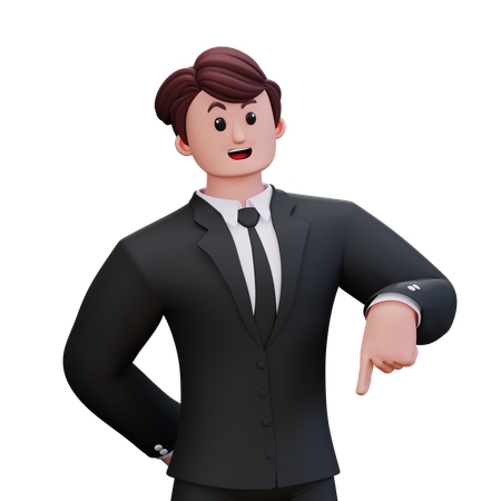 Businessman Is Showing Downward Sign  3D Illustration