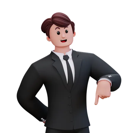 Businessman Is Showing Downward Sign  3D Illustration