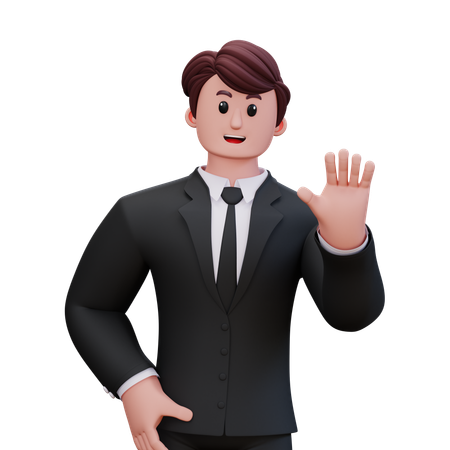 Businessman Is Showing Stop Sign  3D Icon