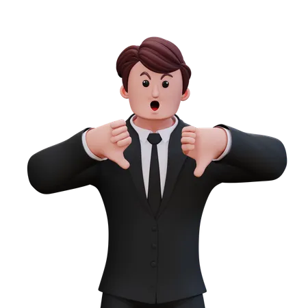Businessman Is Showing Thumb Down  3D Illustration