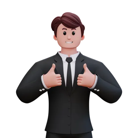 Businessman Is Showing Thumbs Up  3D Illustration
