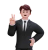 Businessman Is Showing Two Fingers
