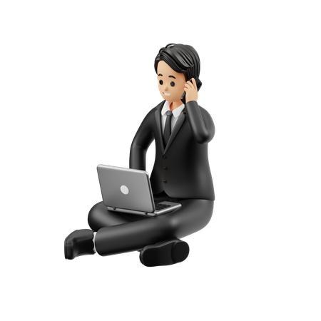 Businessman Is Talking On Phone  3D Illustration