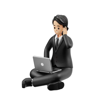 Businessman Is Talking On Phone  3D Illustration