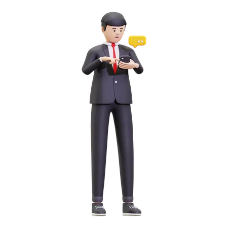Businessman Is Typing A Message  3D Illustration
