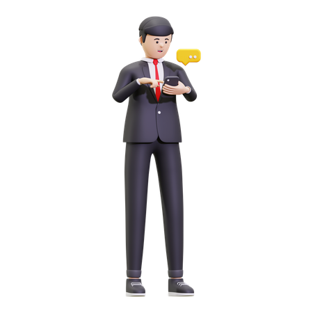 Businessman Is Typing A Message  3D Icon