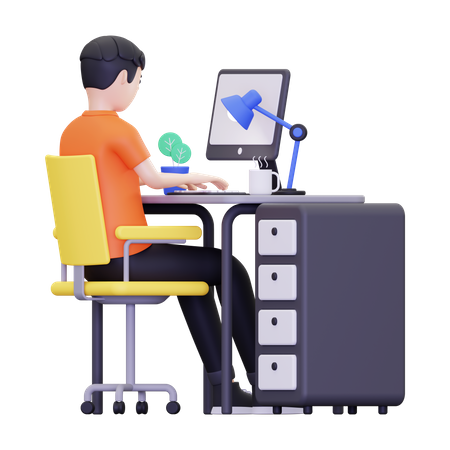 Businessman is working in office  3D Illustration