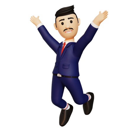 Businessman Jumping  3D Illustration