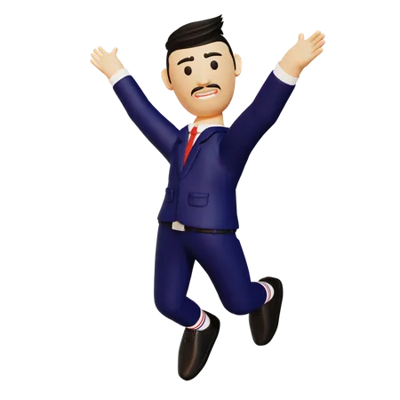 Businessman Jumping  3D Illustration