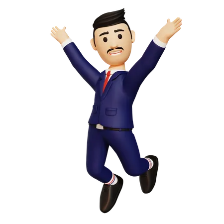 Businessman Jumping 3D Illustration