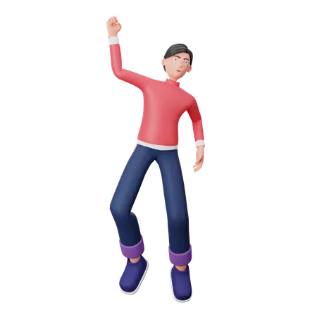 Businessman Jumping 3D Illustration