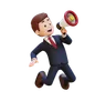 Businessman Jumping And Holding Megaphone