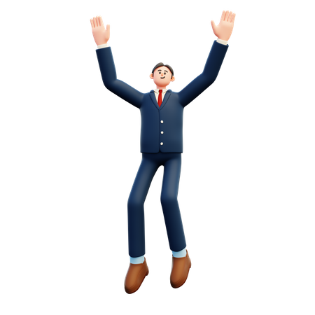 Businessman Jumping Celebrating Success  3D Illustration