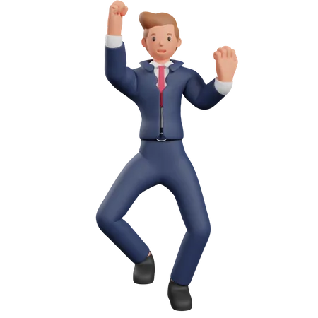 Businessman jumping for succes  3D Illustration