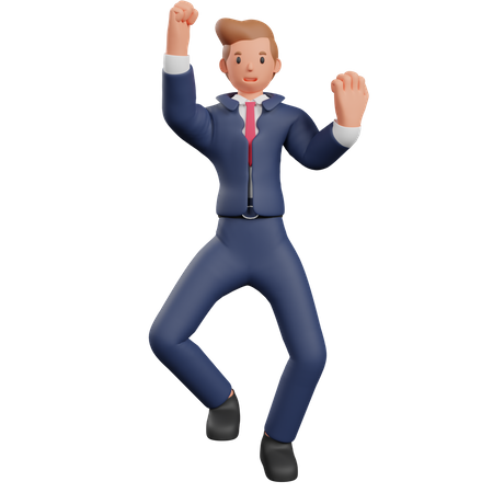Businessman jumping for succes 3D Illustration