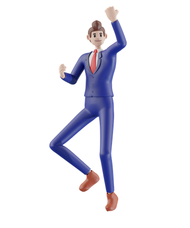Businessman jumping on succeed project  3D Illustration