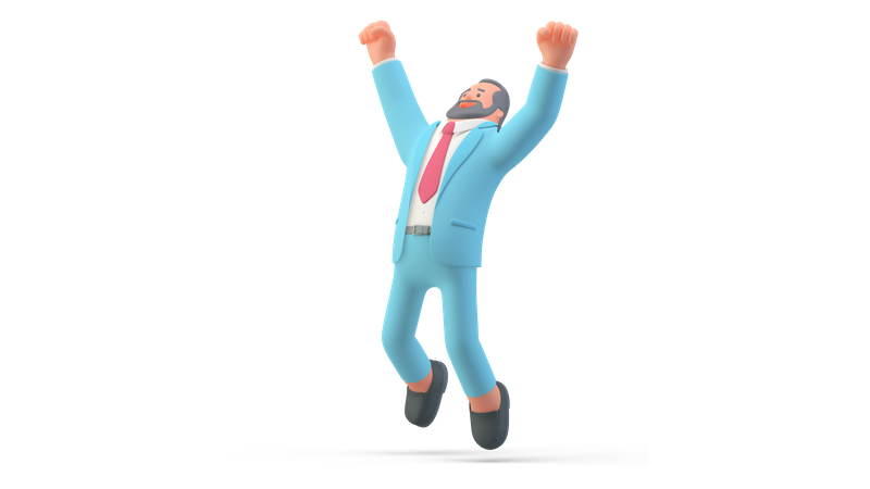 Businessman jumping out of joy  3D Illustration