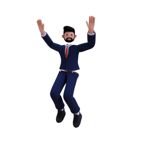 Businessman jumping out of joy  3D Illustration