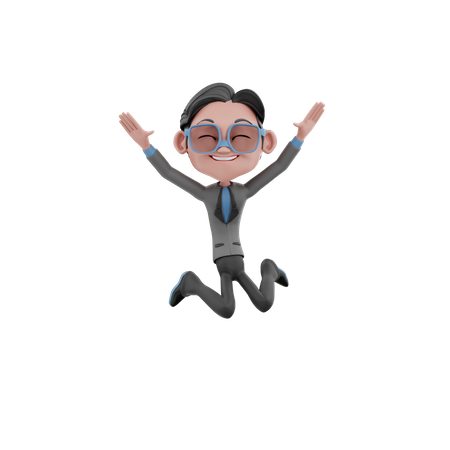 Businessman jumping out of joy  3D Illustration