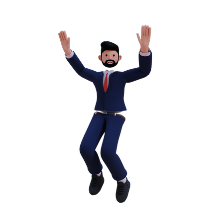 Businessman jumping out of joy 3D Illustration