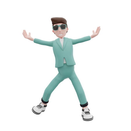 Businessman jumping out of joy 3D Illustration