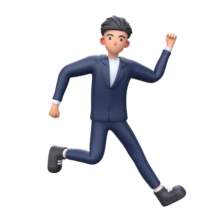 Young Businessman Jumping Pose 3 D Illustration 3D Illustration