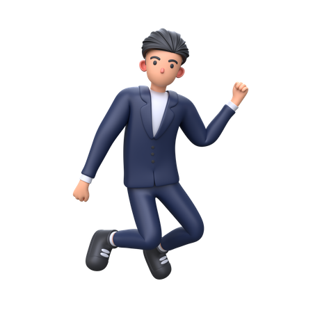 Businessman jumping pose celebrating victory  3D Illustration